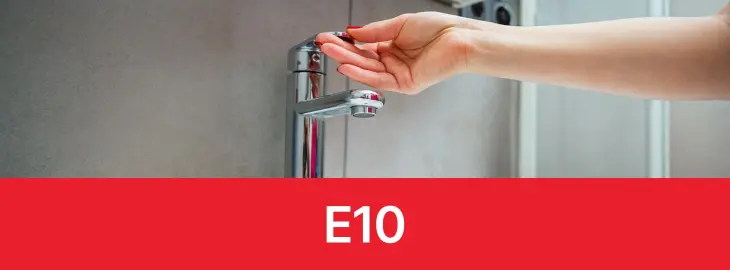 Alpha boiler showing E10 fault code due to low water pressure or a circulation problem in the system.