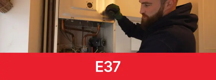 Alpha boiler with E37 fault code caused by a pressure sensor fault being checked by a heating engineer.