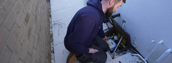 iHeat engineer completing final boiler commissioning checks and explaining the system to the homeowner