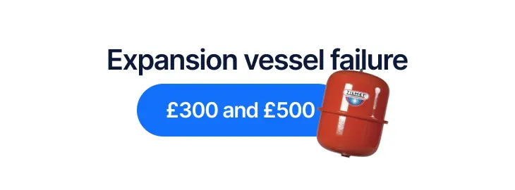 Red expansion vessel used in boilers showing a common cause of water leaks