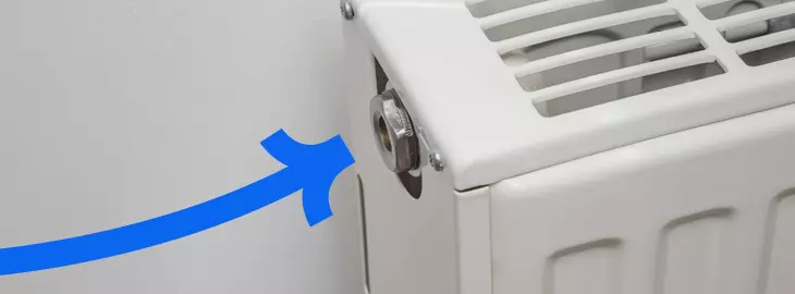 Bleed valve location highlighted on radiator