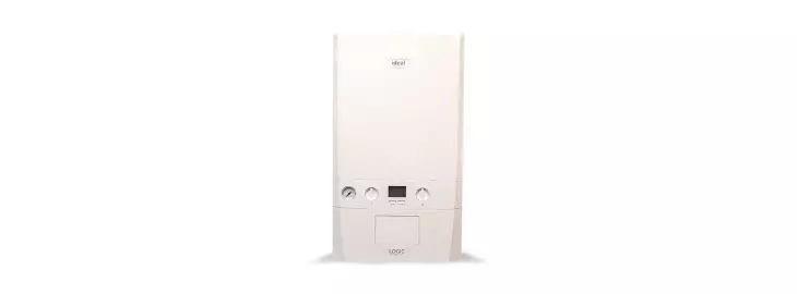 Ideal Logic gas combi boiler with white casing and front control dials