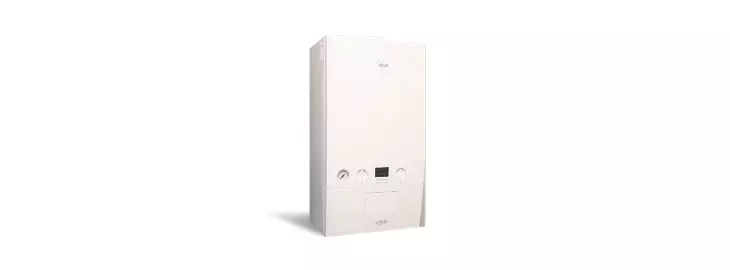 Ideal Logic Plus combi boiler with front control panel and pressure gauge.