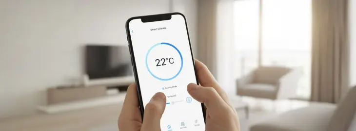 Controlling a smart air conditioning system through a mobile app at home