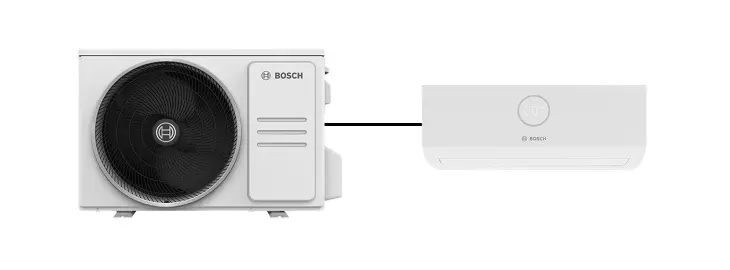 Single split air conditioning system showing one outdoor unit connected to one indoor unit