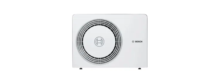 Bosch air source heat pump outdoor unit on a white background