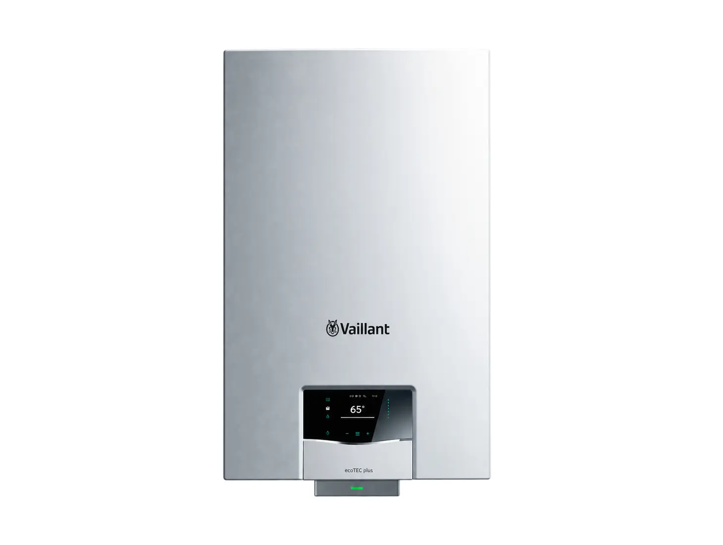 Vaillant ecoTEC plus boiler with its front display and controls.